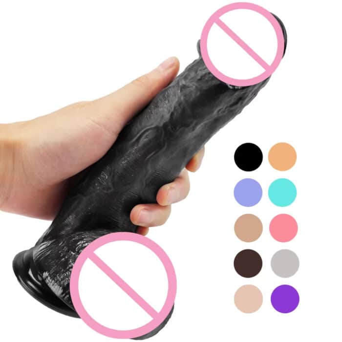 Huge Realistic Black Dildo – High Quality Long, Fat, Strong Suction Cup for Anal & Vaginal Play