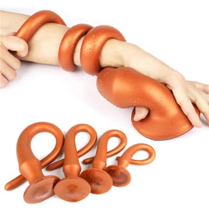 Silicone Gold Snake Tail Butt Plug – Extra Long Anal Plug Masturbation Sex Toy