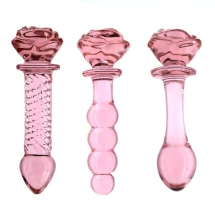 Pink Flower Beaded Glass Crystal Anal Plug – Rose Butt Dildo