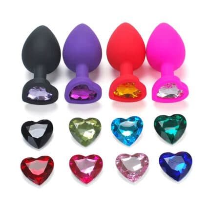 Women’s Jewel Blue Heart Anal Plug – S Size Silicone Butt Plug
