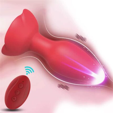 APP Controlled Anal Plug Rose Flower Silicone Vibrator for Couples