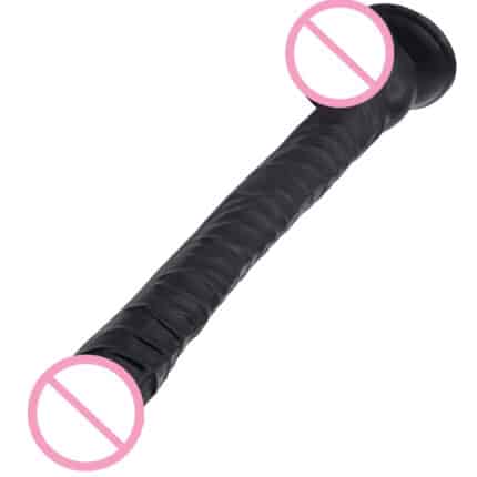 Jumbo Thick Black Dildo Real Feel, Long Shaft, Strong Suction Base