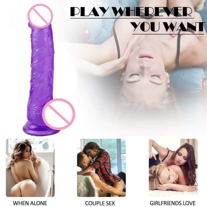 Premium Real Feel Dildo Cockring Compatible Dual-End with Suction Base