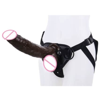 Black Realistic Dildo Silicone Strap-On