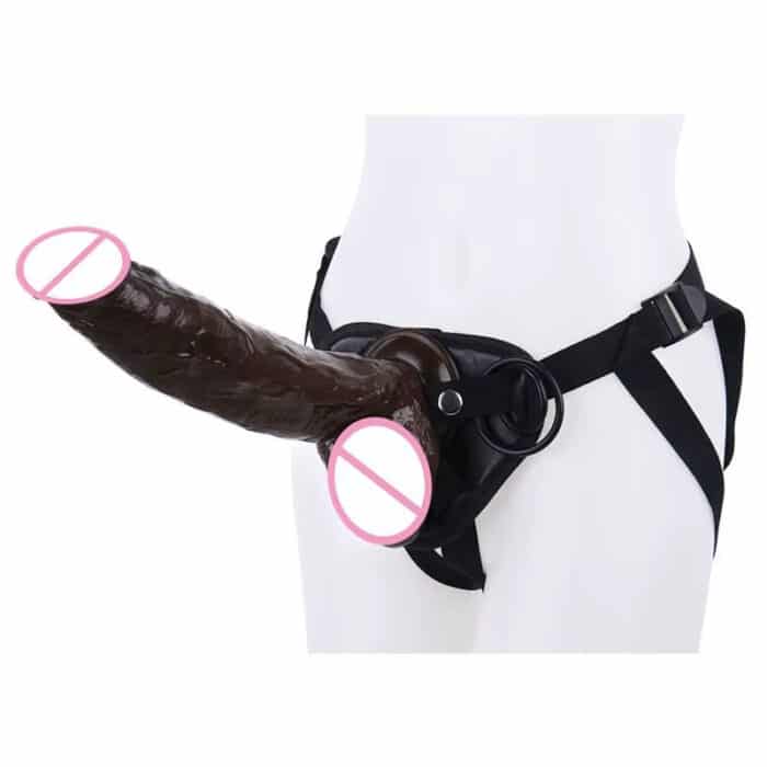 Black Realistic Dildo Silicone Strap-On