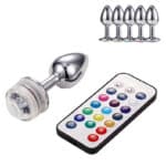 Waterproof Remote Control LED Butt Plug – Stainless Steel Light-Up Anal Beads Vibrating Sex Toy