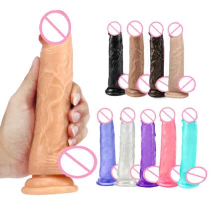Large Realistic Dildo – High Quality Soft PVC, 10 Color Options, Big Size Artificial Penis for Women