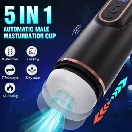 Premium Male Masturbation Cup – LED Control, Heat Function, Sucking & Thrusting Toy