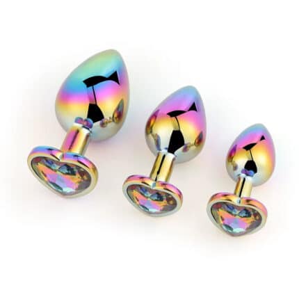 Stainless Steel Diamond Gem Anal Plug – Multicolor Metal Butt Plug Sex Toy