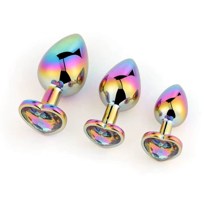 Stainless Steel Diamond Gem Anal Plug – Multicolor Metal Butt Plug Sex Toy