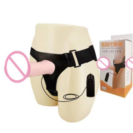 Remote Controlled Hollow Penis Dildo Vibrating Strap-On with Adjustable Belt for Couples