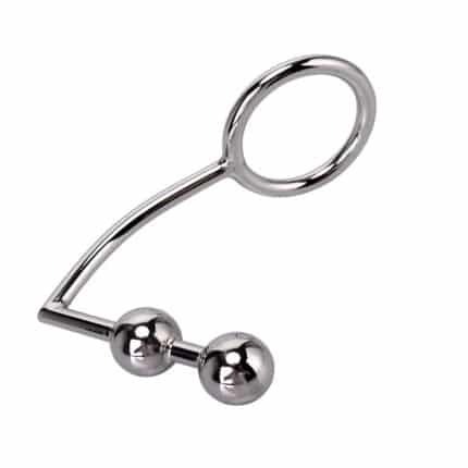 Stainless Steel Penis Ring & Anal Hook – Metal Beads Butt Plug