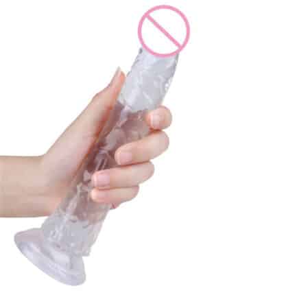 Crystal Glass-Look Dildo Transparent Flexible Silicone Masturbation Toy