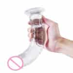 Cheap Transparent Realistic Dildo Suction Cup Base, No Balls, Perfect for Solo Use