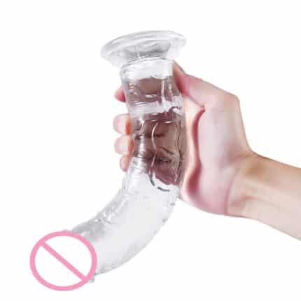 Cheap Transparent Realistic Dildo Suction Cup Base, No Balls, Perfect for Solo Use