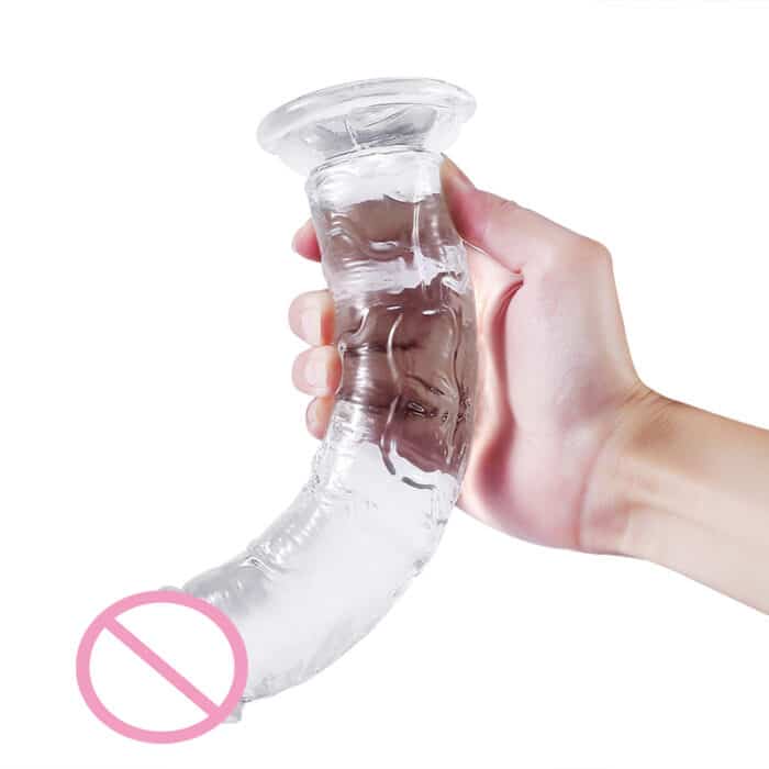 Cheap Transparent Realistic Dildo Suction Cup Base, No Balls, Perfect for Solo Use