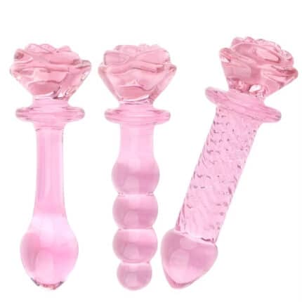 New Arrival Crystal Pink Rose Anal Wand