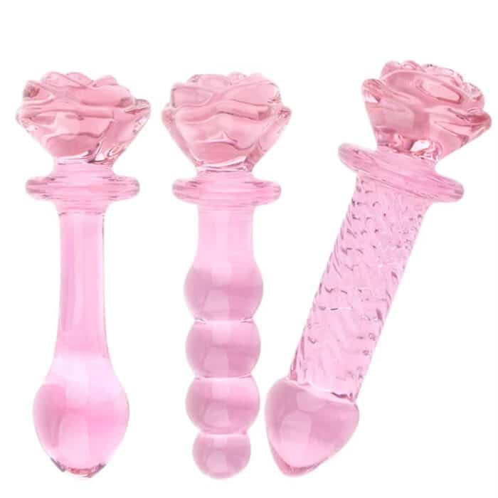 New Arrival Crystal Pink Rose Anal Wand