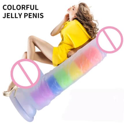 Dual Layer Liquid Silicone Dildo Rainbow
