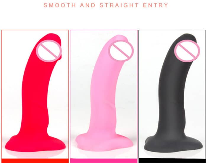 Best Seller Soft Silicone Red Dildo Non-Vibrating Strap-On with Suction Base for Women