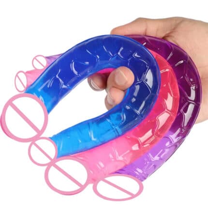 Strapless Double-Ended Dildo 14.7 Inch Long Realistic Lesbian Toy, High Quality Silicone
