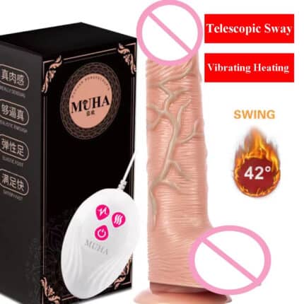 Dual-Use Heated Dildo – Realistic Vibrator with Swing & Thrust for Vaginal and Anal Play