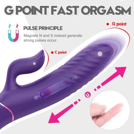 Silicone Rabbit Vibrator with Heating G-Spot & Clitoral Stimulator for Women