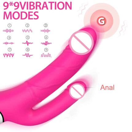New Rabbit Vibrator Double Dildo for G-Spot & Anal Pleasure