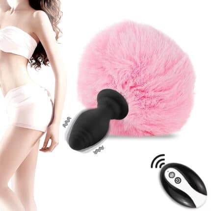 Wireless Remote Control Bunny Rabbit Tail Vibrating Anal Butt Plug