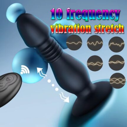Suction Cup Anal Plug Vibrator Remote Control Telescoping Butt Plug