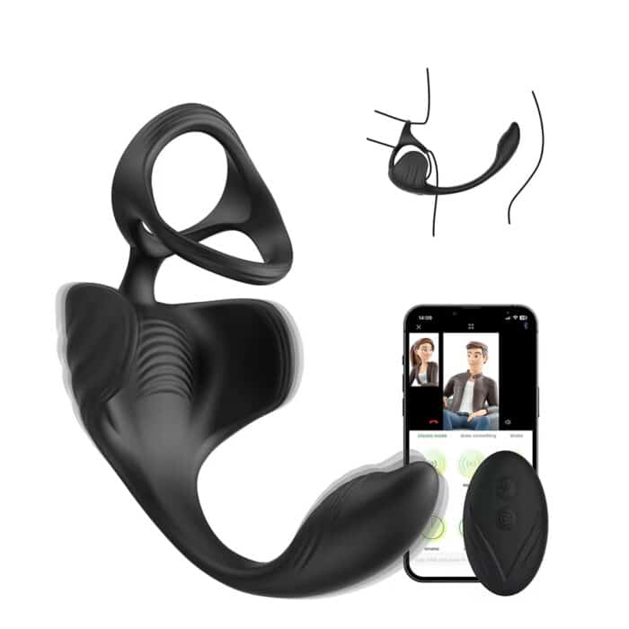Triple Stimulation 9-Mode Vibrating Cock Ring & Anal Plug Adult Sex Toys