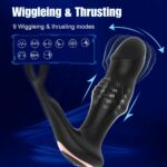 Anal Vibrator with Cock Ring 3-in-1 Wriggling Swinging Prostate Massager