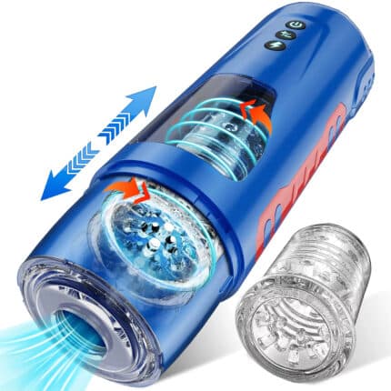 3D Realistic Textured Male Oral Sex Toy Thrusting Rotating Automatic Masturbation Cup