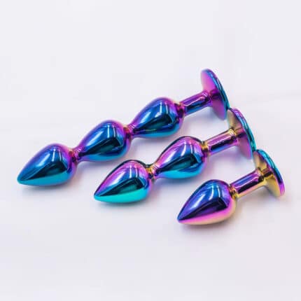 Prostate Massager – 3-Pc Stainless Steel Anal Beads & Butt Plugs