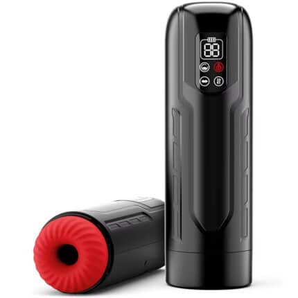 3D Heating LCD Pocket Pussy Stroker Sleeve Sucking Thrusting Vibrating Male Masturbation Cup