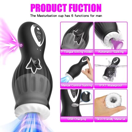 Tongue Licking Masturbator Cup Electric Suction & Suction Device
