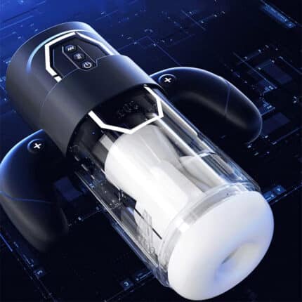 Double-Handle Male Masturbator Cup – Telescoping, Vibration Adult Sex Toy