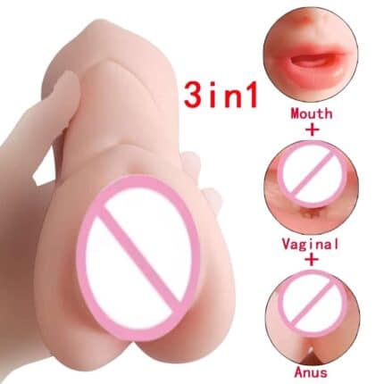 3-in-1 Simulated Vagina, Mouth & Anus Male Masturbation Toy Portable Adult Sex Product for Men
