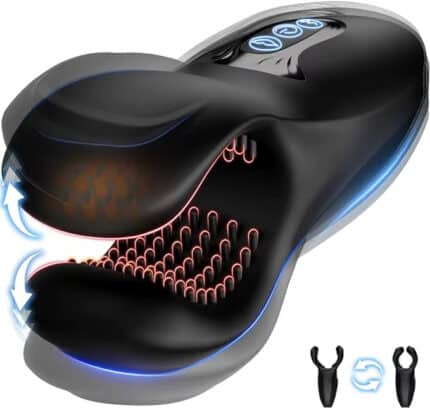 Dual-Headed Bite Vibrator Penis Stroker 360° Training Portable Male Masturbator Stimulator Adult Sex Toys