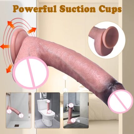 Thrusting Silicone Dildo 6.7 Inch Brown Realistic Suction Cup Sex Toy