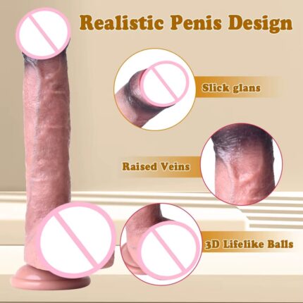 Brown Realistic Penis Toy 6.7 Inch Silicone Thrusting Suction Cup Dildo for Women