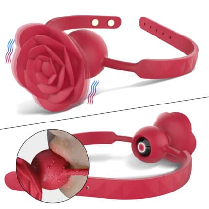 Rose Design Mouth Gag Ball Stimulator