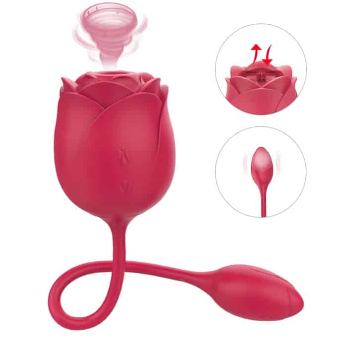Soft Silicone Dual Suckers Rose Vibrator