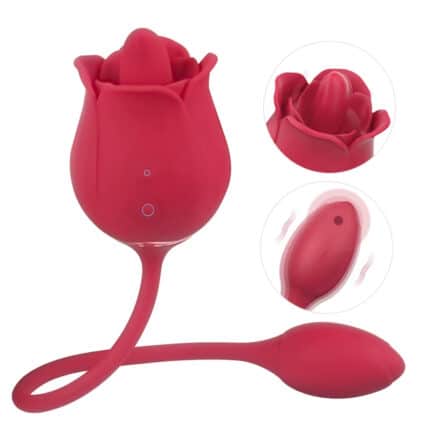 Double Heads 9-Speed 2-in-1 Rose Vibrator with Jumping Egg Clitoral Sucking Vibrator