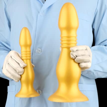 Extra Large Head Golden Silicone Anal Butt Plug