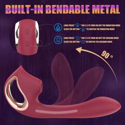Dual Stimulation Vibrator Bendable G-Spot Vibrator with Clit Suction