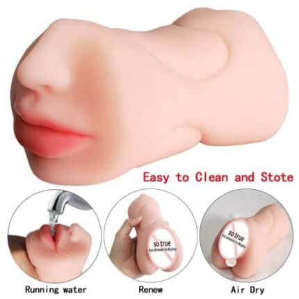 Double-Ended TPE Penis Masturbator Real Vagina & Ass Doll Male Masturbation Toy Safe Materials for Men