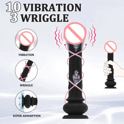 Factory Price Telescopic Dildo Silicone Remote Control Vibrator with 10+3 Functions
