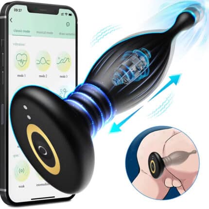 APP Controlled 10-Frequency Telescopic Thrusting Anal Plug