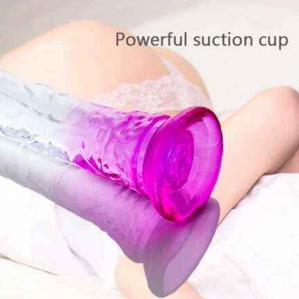 8.7 Inch Transparent Dildo Two-Color Realistic Penis with Suction Cup for Women